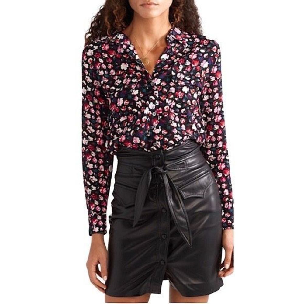 EQUIPMENT Floral Print Button Front Blouse size L